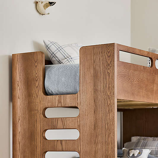 Bridgeman Hazelnut Wood Kids Twin Loft Bed with Ladder