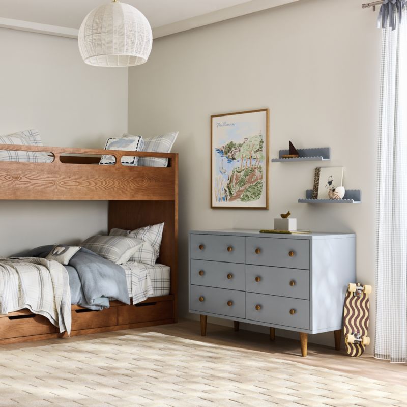 Finn 51" Mist Blue Wood Wide 6-Drawer Kids Dresser - image 3 of 13