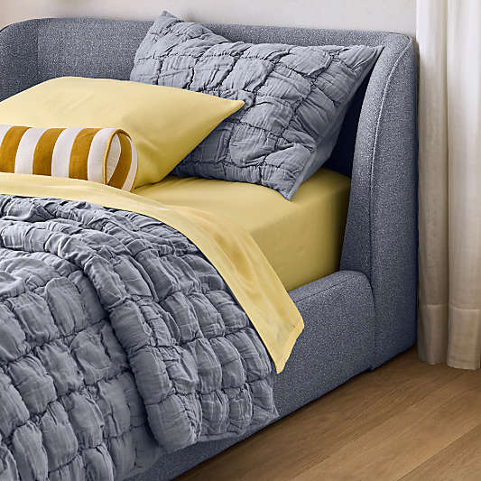 Scout Shelter Blue Upholstered Kids Twin Bed