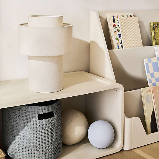 Scout Set of 2 Linen Wood Kids Stackable Bookshelves with Low Bookcase