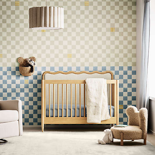 Waveland Wood and Upholstered Performance Stripe Convertible Crib