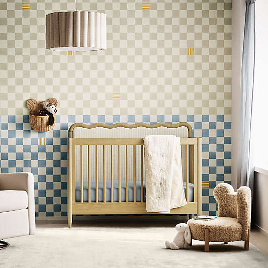 Waveland Wood and Upholstered Performance Stripe Convertible Crib