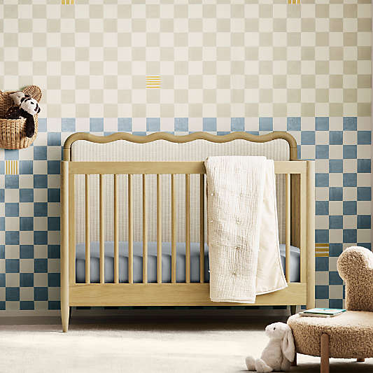 Waveland Wood and Upholstered Performance Stripe Convertible Crib