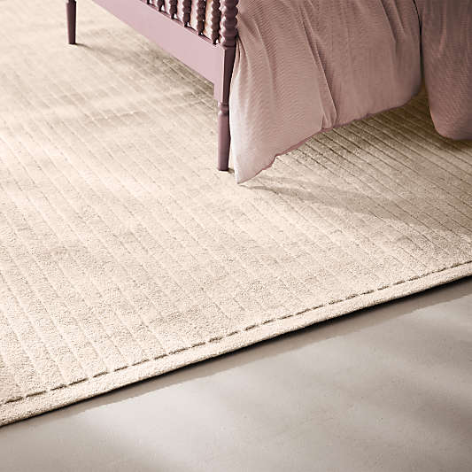 Aija Striped Pampas Ivory Kids Performance Area Rug 5'x8'