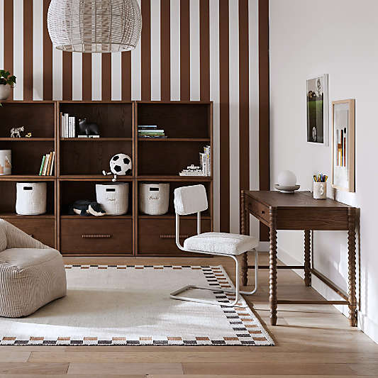 Jack 30" Hazelnut Ash Wood Modular Kids Open Bookcase with Drawer