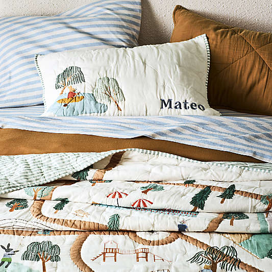 Comfy Tee Sky Blue Stripe 100% Organic Cotton Jersey Kids Queen Sheet Set