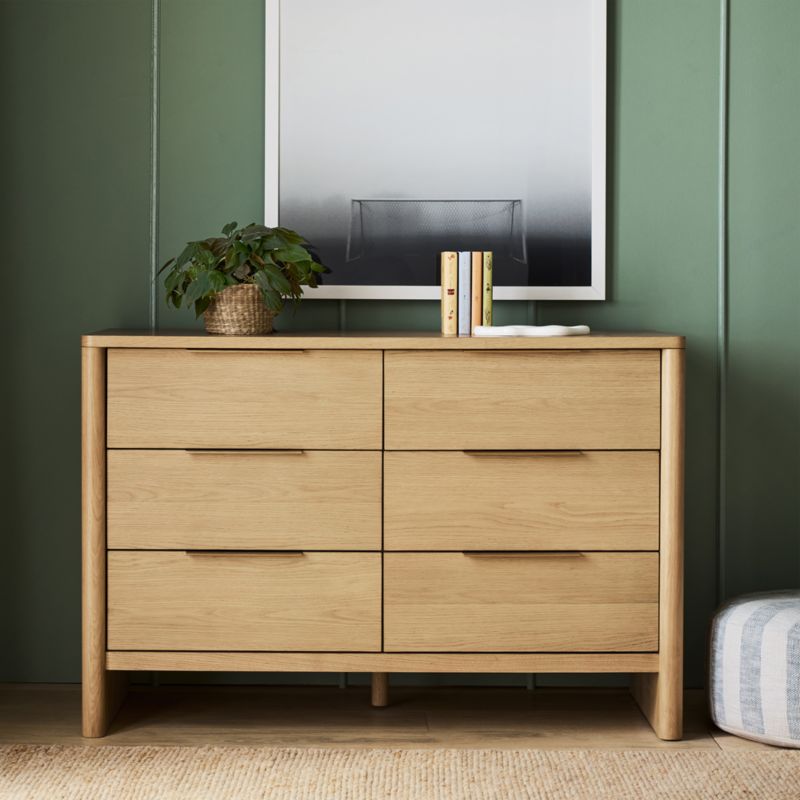 Redondo 54" Natural Oak Wood Wide 6-Drawer Kids Dresser - image 1 of 5