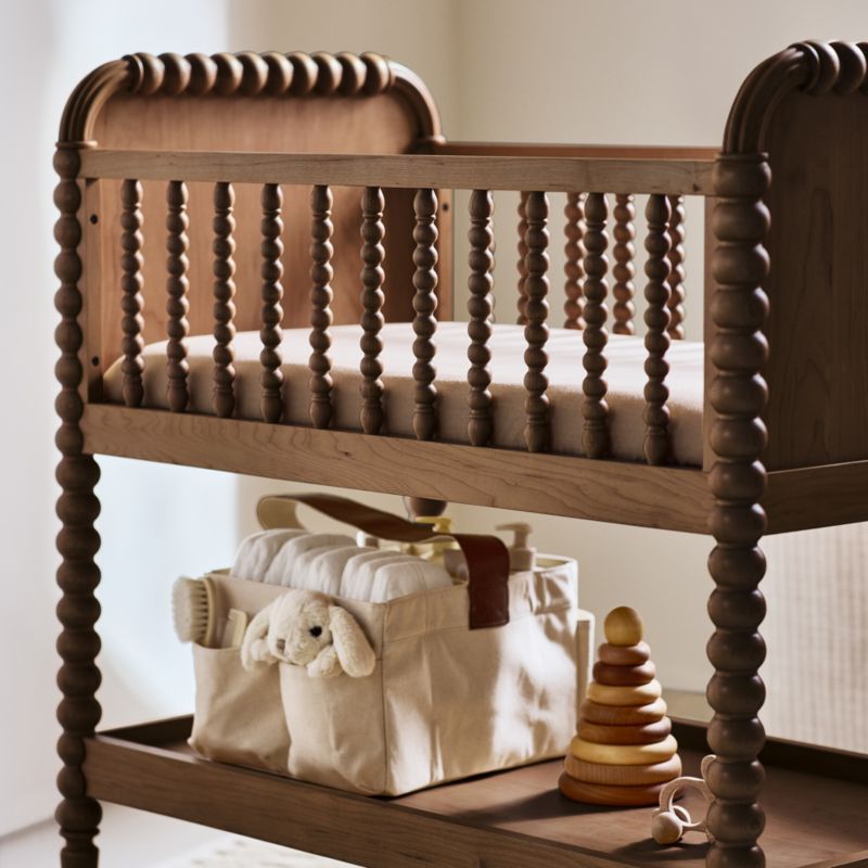 Canvas Diaper Caddy Organizer with Brown Leather Handle - image 1 of 6