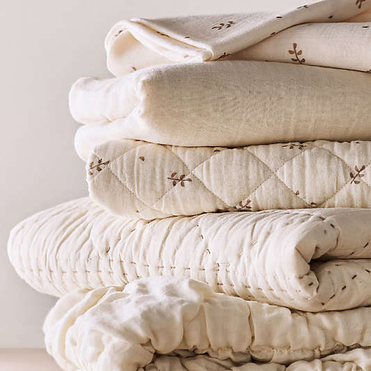 Supersoft Undyed Leaf Print Organic Cotton Gauze Kids Pillowcase