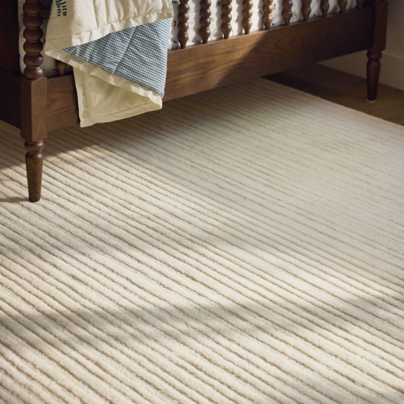Paloma Textured Stripe Arctic Ivory Kids Wool Area Rug 5'x8' - image 2 of 6