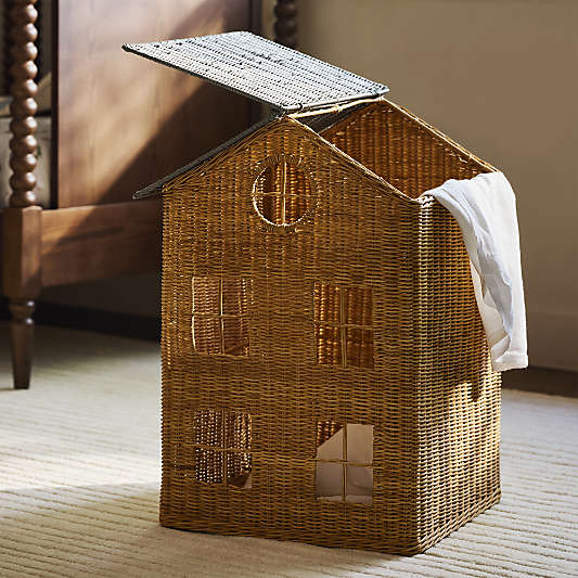 Kids House Hamper with Roof Lid