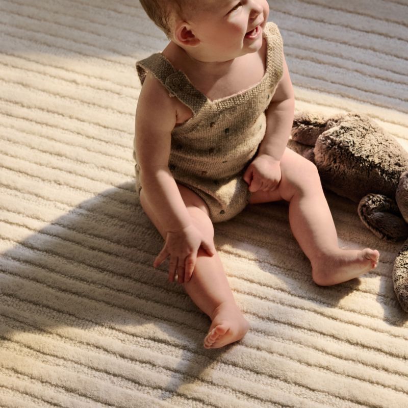 Paloma Textured Stripe Arctic Ivory Kids Wool Area Rug 5'x8' - image 3 of 6