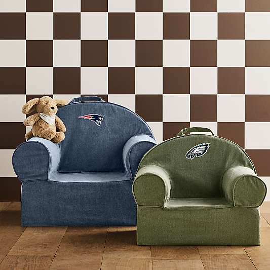 NFL New England Patriots Large Deep Indigo Organic Cotton Kids Lounge Nod Chair