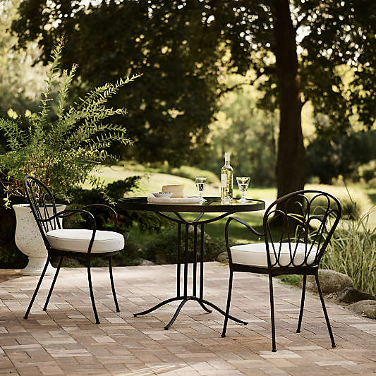 Galleria 35" Metal and Glass Top Outdoor Bistro Dining Table Set