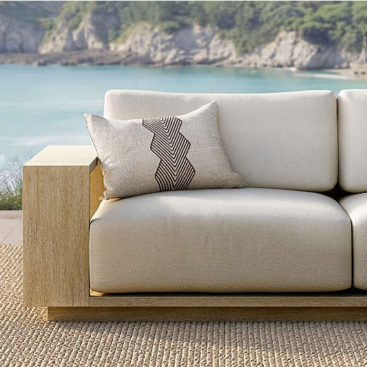Mallorca 3-Piece L-Shaped Wood Outdoor Sectional Sofa with Ivory Cushions