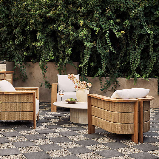 Bali Natural Teak Outdoor Lounge Chair with Nova Glow Sunbrella ยฎ Cushions