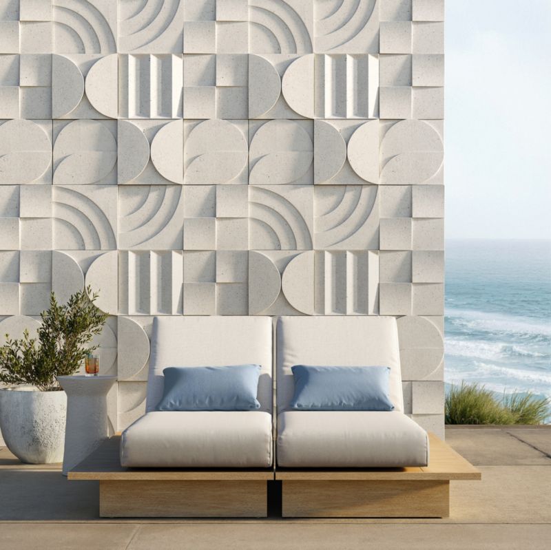 Mallorca Wood Outdoor Sun Lounger with Ivory Cushions