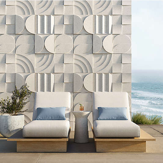Mallorca Wood Outdoor Sun Lounger with Ivory Cushions