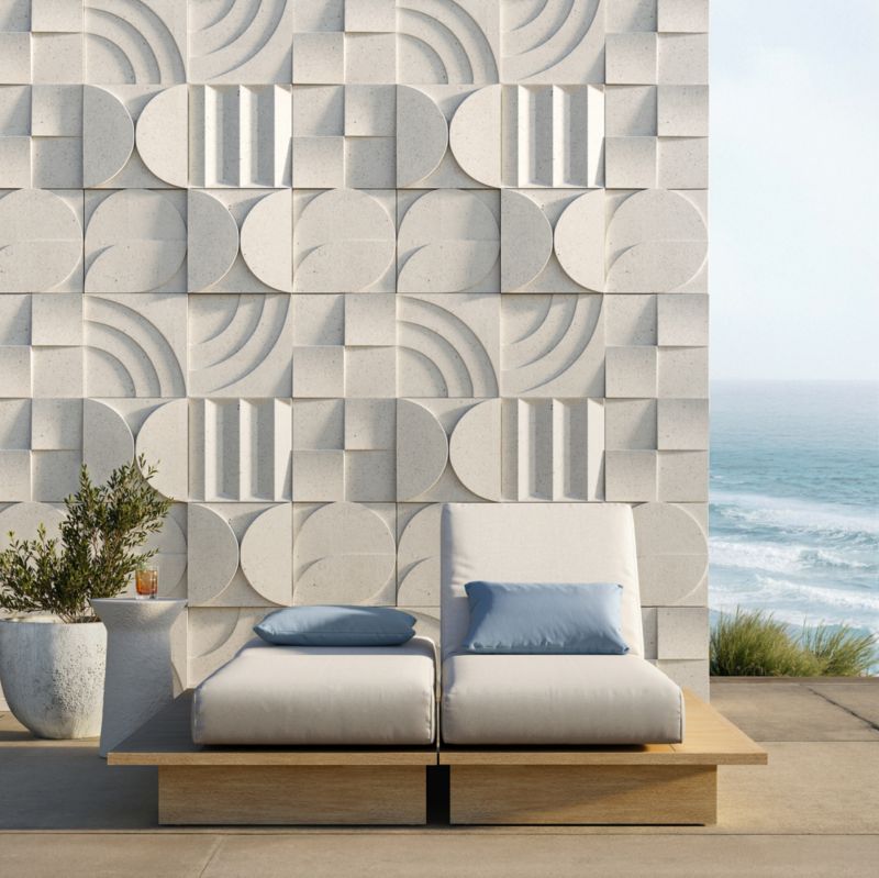 Mallorca Wood Outdoor Sun Lounger with Ivory Cushions