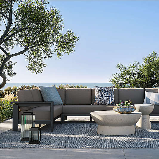 Walker U-Shaped Double-Chaise Metal Outdoor Sectional Sofa with Sunbrella ® Cushions