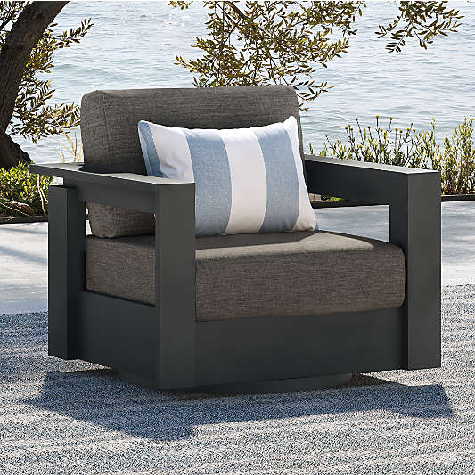 Walker Metal Outdoor Swivel Lounge Chair with Canvas Charcoal Sunbrella ® Cushions