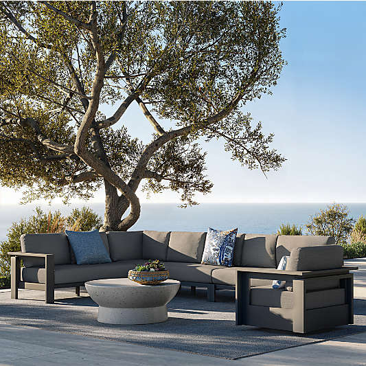 Walker 3-Piece Metal Outdoor Sectional Sofa with Canvas Charcoal Sunbrella ® Cushions