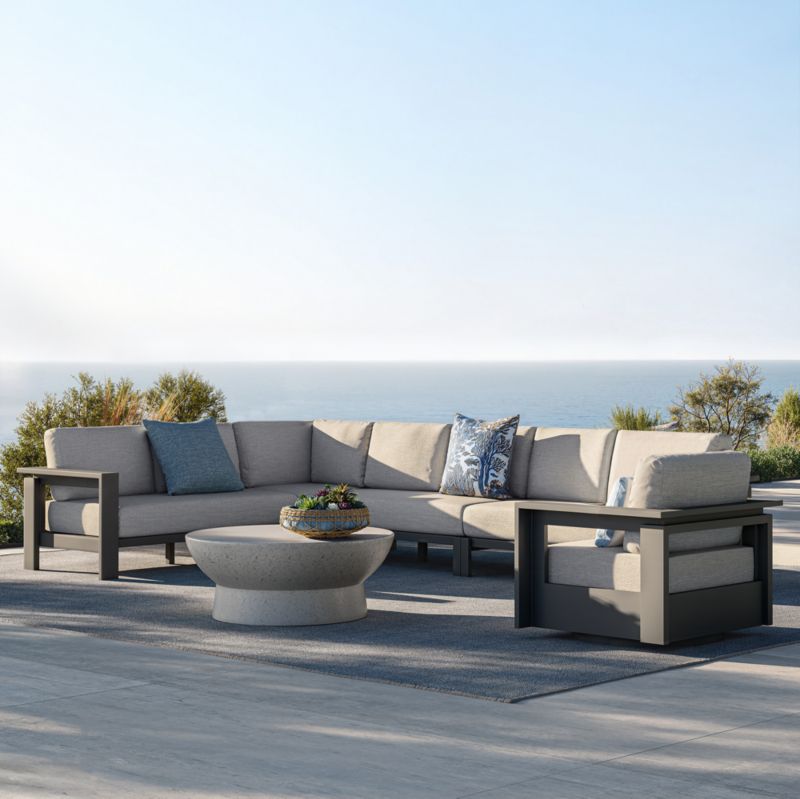 Walker Metal Outdoor Swivel Lounge Chair with Canvas Charcoal Sunbrella ® Cushions