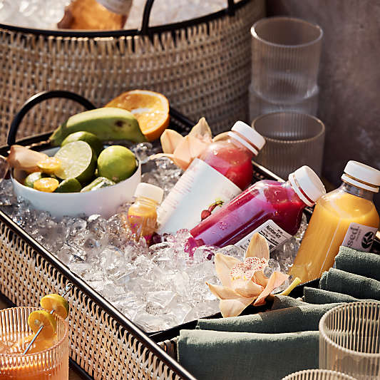 Tamarind Black Rim Wicker Drink Station