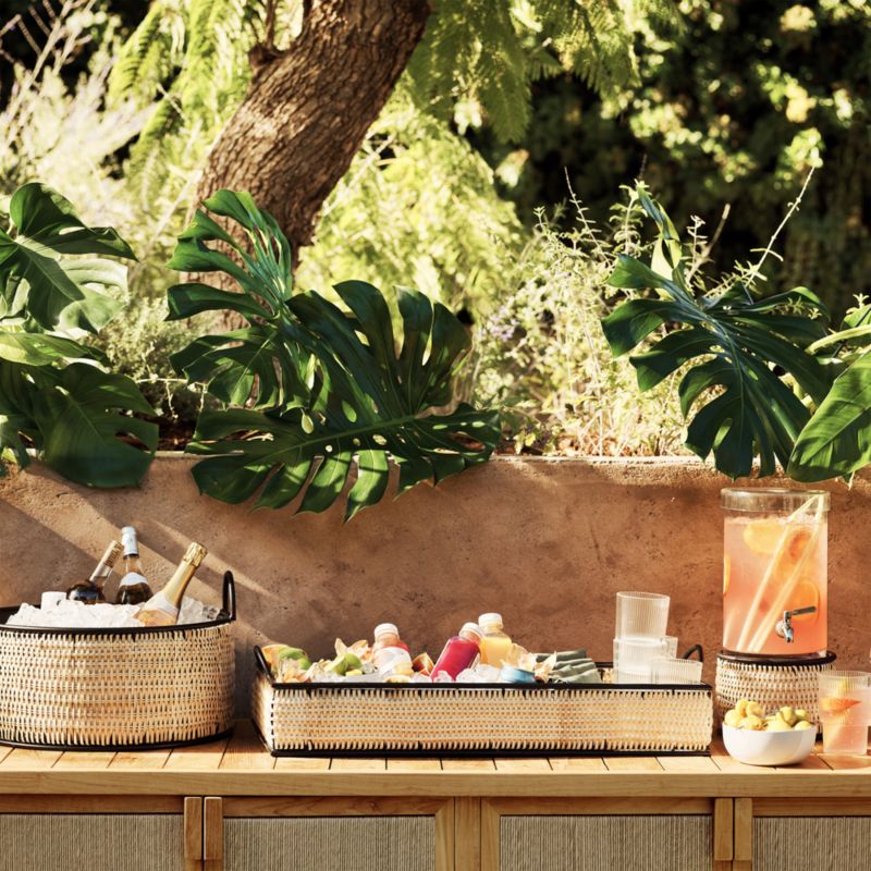 Tamarind Black Rim Wicker Drink Station - image 2 of 4