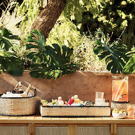 Tamarind Black Rim Wicker Beverage Tub