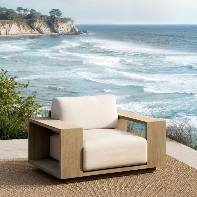 Mallorca Wood Outdoor Lounge Chair with Canvas Java Sunbrella ® Cushions - image 2 of 11