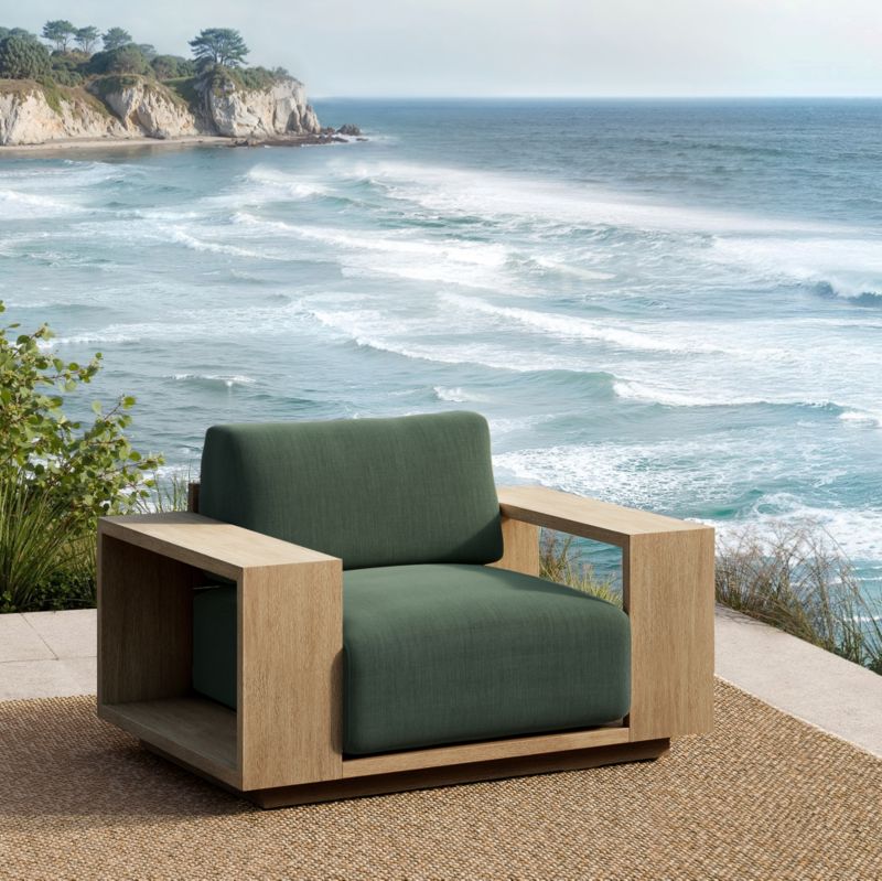 Mallorca Wood Outdoor Lounge Chair with Cast Ivy Sunbrella ® Cushions - image 7 of 12