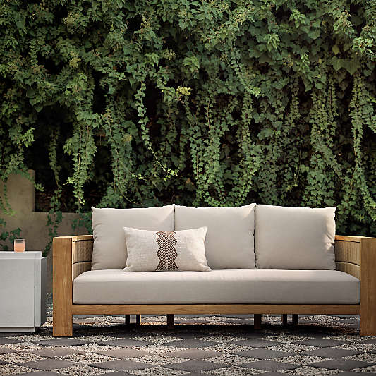 Bali 86" Natural Teak Outdoor Sofa with Nova Glow Sunbrella ® Cushions