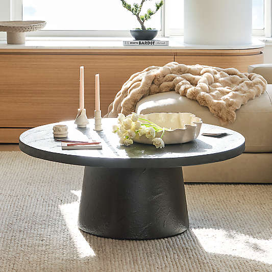 Willy Charcoal Concrete 44" Round Pedestal Coffee Table by Leanne Ford