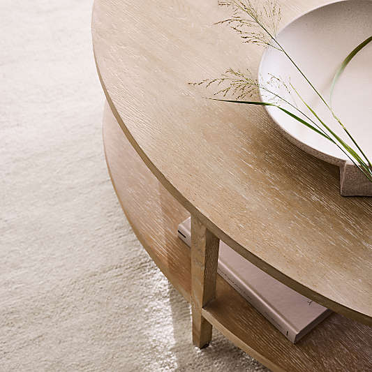 Clairemont Natural Oak Wood 36" Round Coffee Table