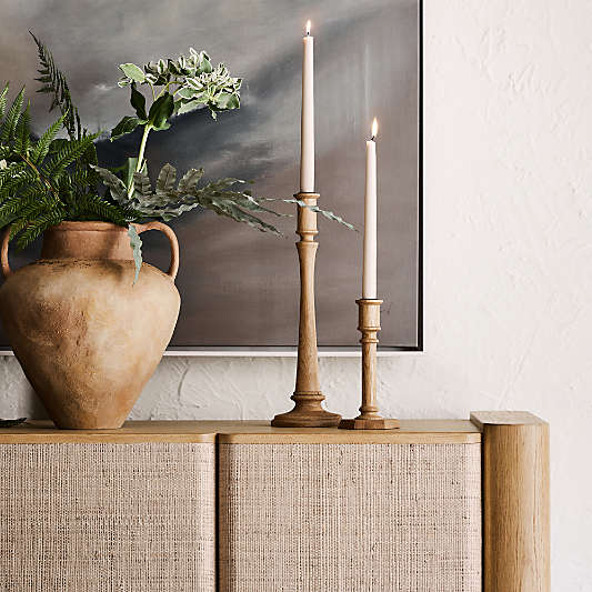 Simson Oak Wood Taper Candle Holder
