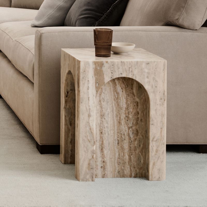 Triomphe Marble Square Side Table - image 3 of 15