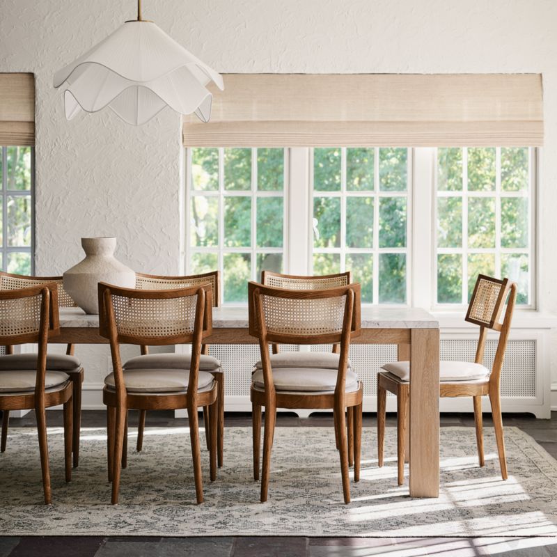 Terra 90" Carrara Marble and Natural White Oak Solid Wood Dining Table - image 2 of 12