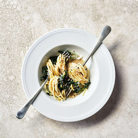 Staccato White Porcelain Low Bowl