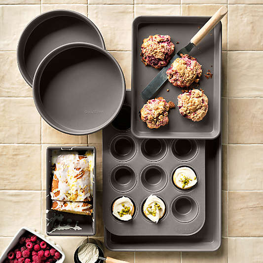 Crate & Barrel Pro 12-Cup Muffin Pan with Silicone Non-Stick Coating, Made by USA Pan
