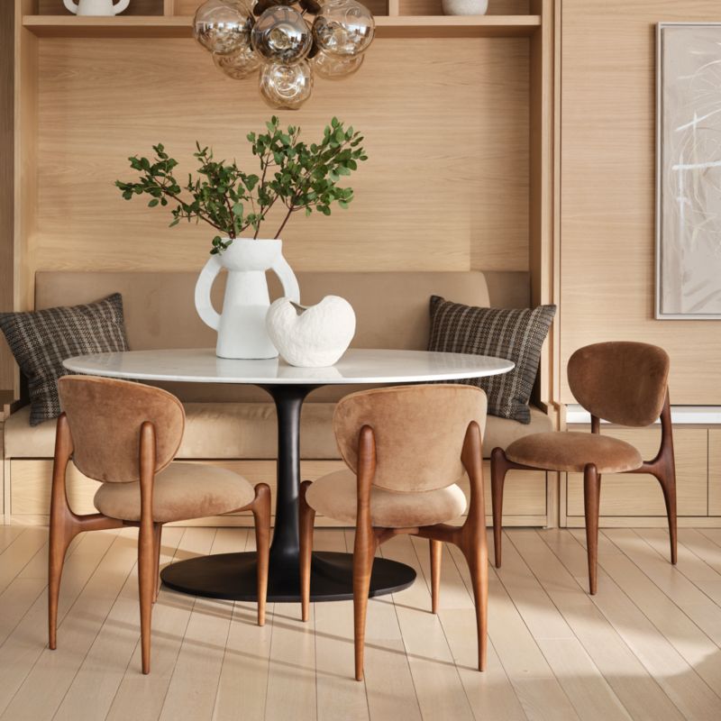 Via Toffee Brown Velvet Walnut Wood Dining Chair - image 7 of 13
