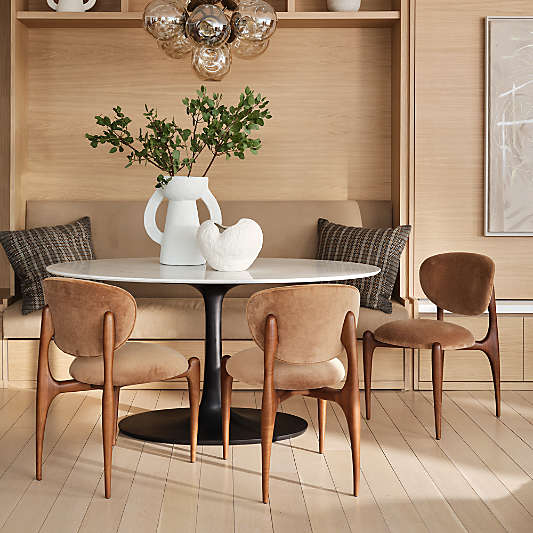 Nero White Marble and Black Metal Bistro Dining Table (36"-60")