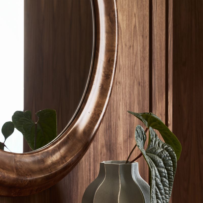 Mota Dark Burl Wood Round Wall Mirror - image 3 of 6