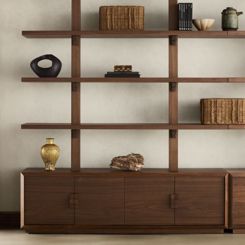 Steppe 68" Walnut Storage Bookcase Room Divider - image 2 of 8
