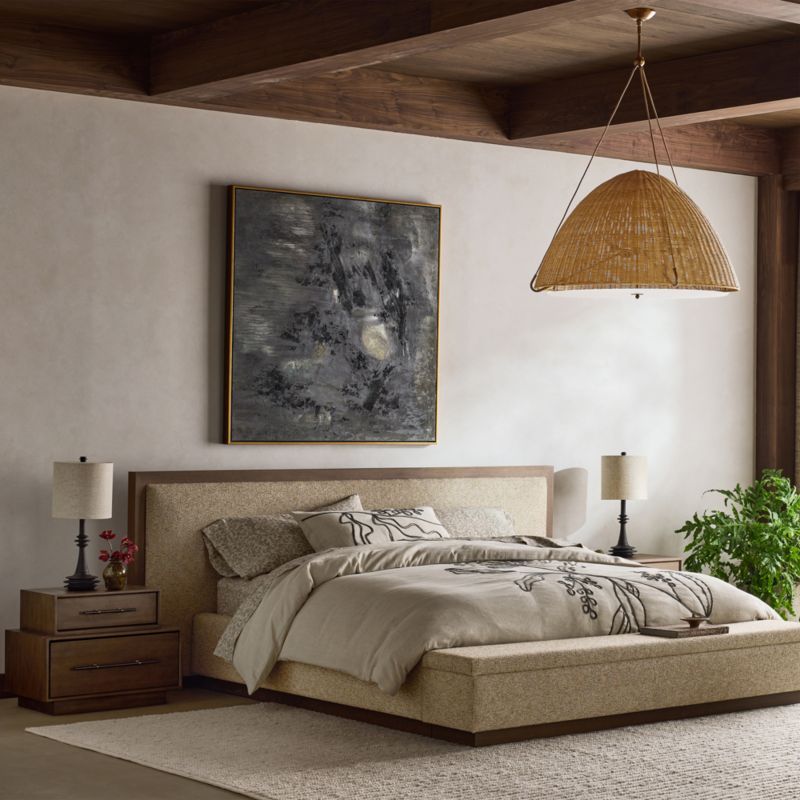 Embroidered Australian Botanical Organic Cotton Linen King Duvet Cover - image 10 of 9