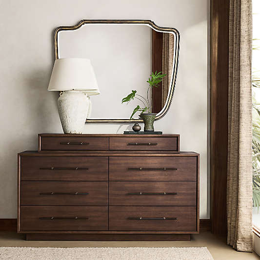 Larchmont 66" Stacked Oak Wood 8-Drawer Dresser