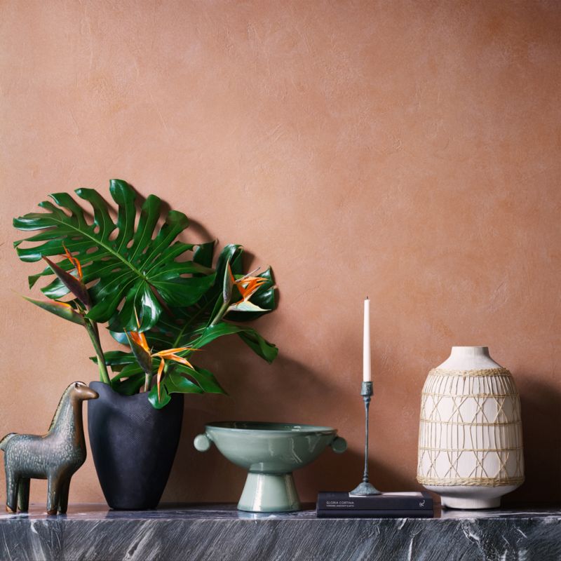 Scraffito 14" Black Ceramic Vase - image 3 of 10