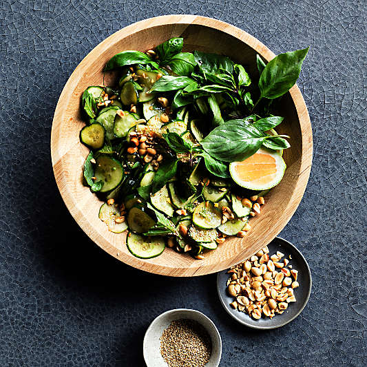 Madeira 12" Oak Wood Salad Serving Bowl