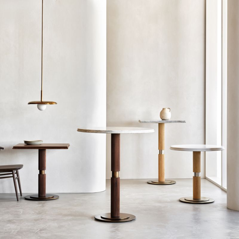 Chelsea 24" Marble & Oak Wood Bistro Table - image 2 of 7