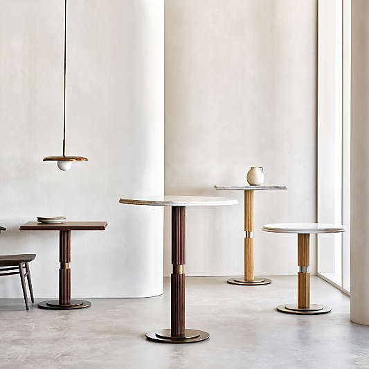 Chelsea 24" Marble & Oak Wood Bistro Table